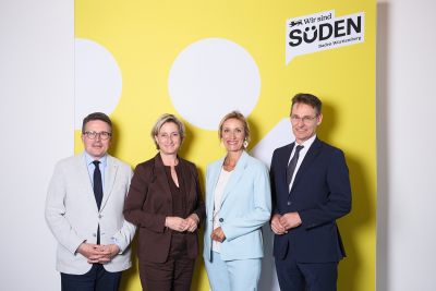 Vizepräsident Christoph Schauder, Präsidentin Dr. Nicole Hoffmeister-Kraut, Verbandsgeschäftsführerin Christine Schönhuber, Vizepräsident Dr. Hans-Ulrich Kauderer (v.l.n.r.)