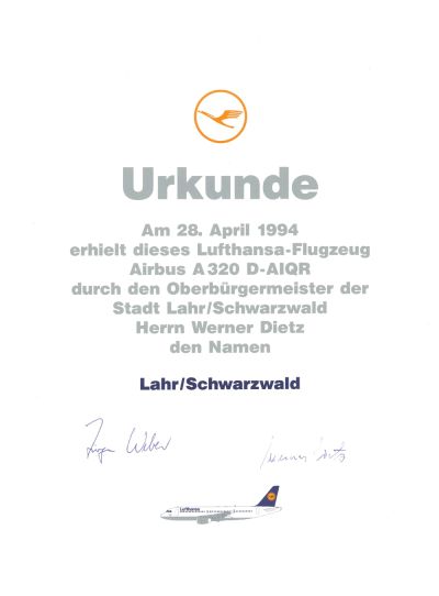 Taufurkunde aus dem Jahr 1994